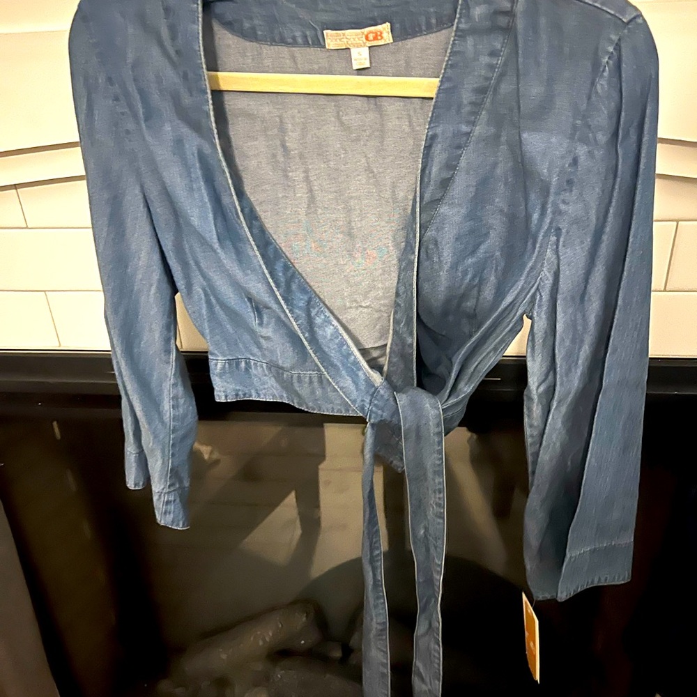 Denim Crop Tie Shirt-New w/tags